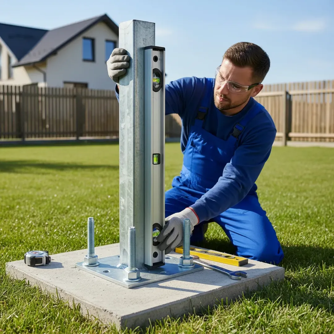 Анкерение пластины с установкой столба