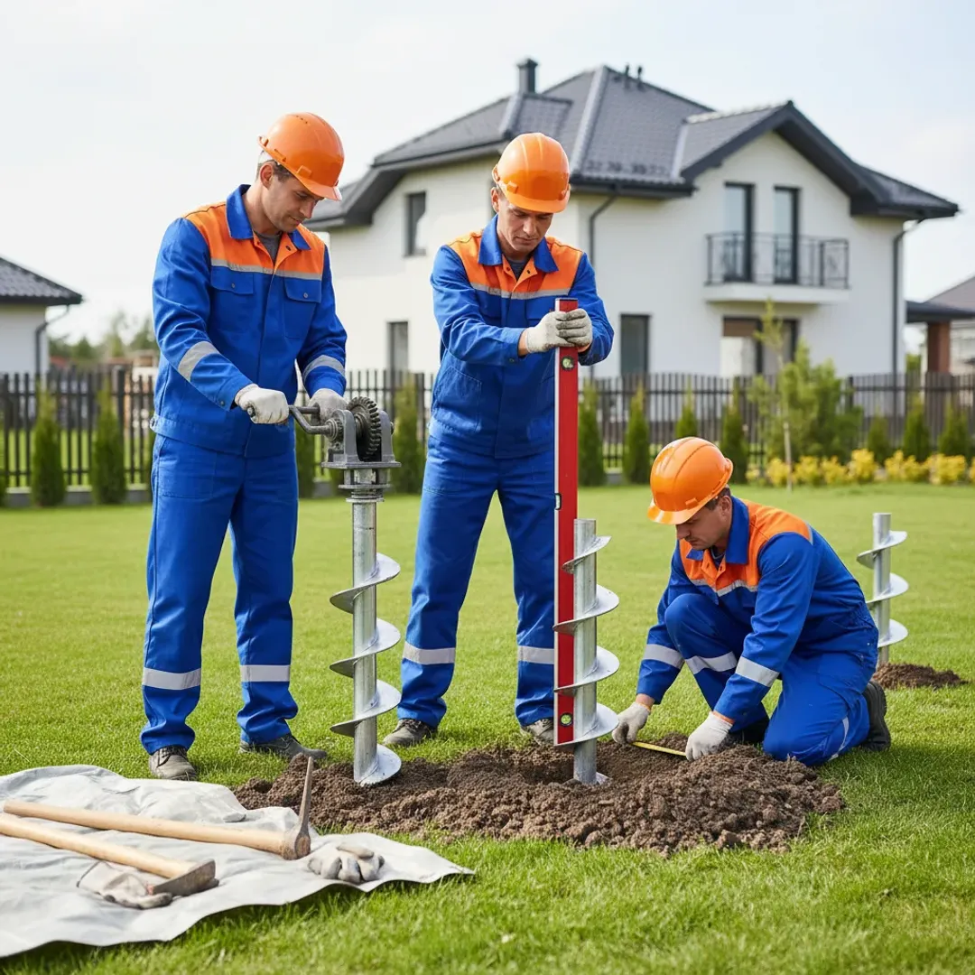 Установка свай винтовых