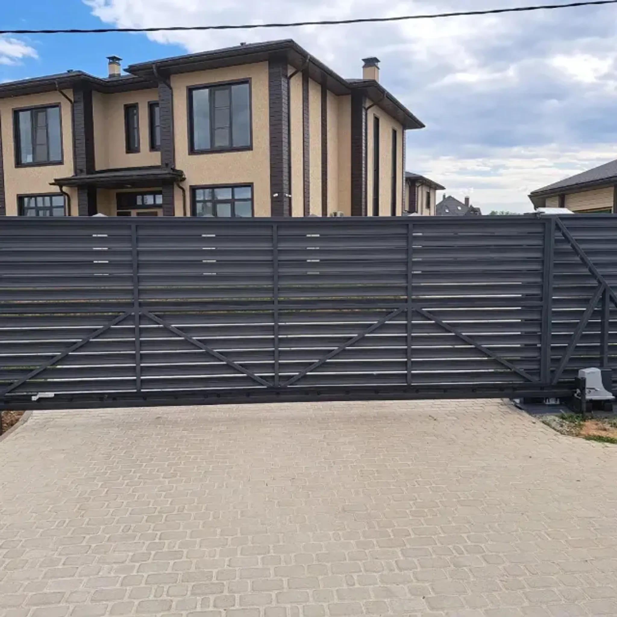 Каркас ворот откатных ширина 4101-4200 мм, высота 2001-2500 мм (80х80, ЕВРО, Жалюзи/Ранчо) (порошковое текстурное)