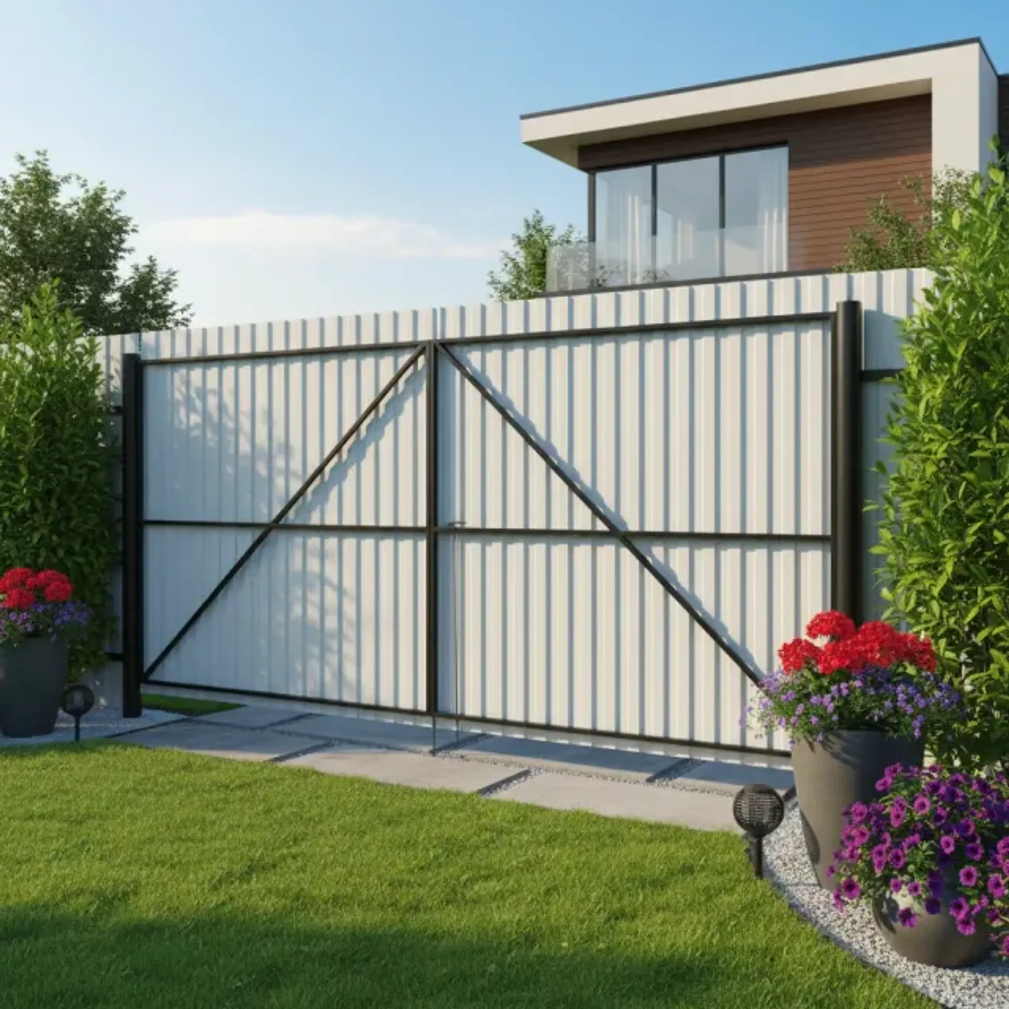 Каркас ворот распашных ширина 3101-3200 мм, высота 2501-2800 мм (60х40, Профлист/Металлоштакетник) (порошковое текстурное)